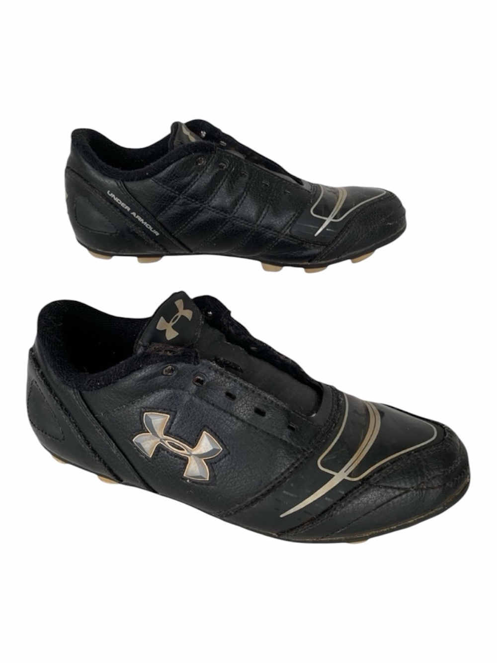 Under Armour Cleats Boys Size 3.5 Black Silver Dominate HG JR